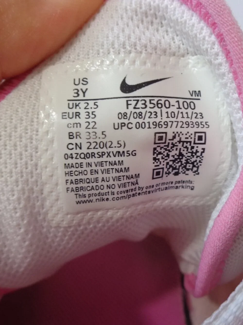 Nike Air Max 270 GS White Pink Foam Running Shoes FZ3560-100 Youth Size 3Y